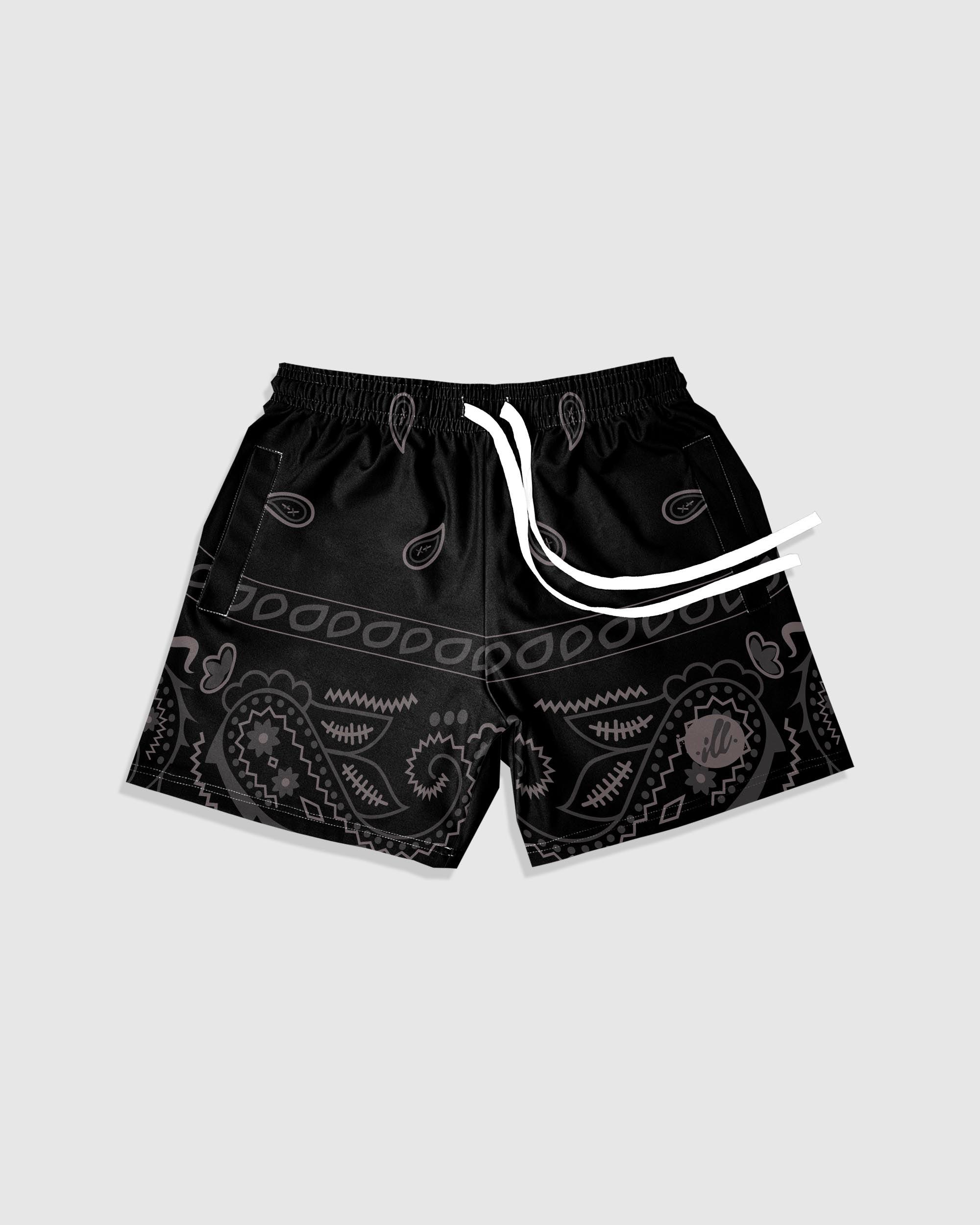 Matte Black Bandana v2 6 in. Shorts - Illuzien